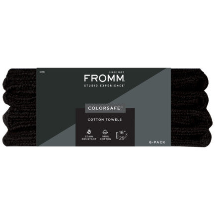 65006 Black Fromm Color Studio Colorsafe Towels 6/pk