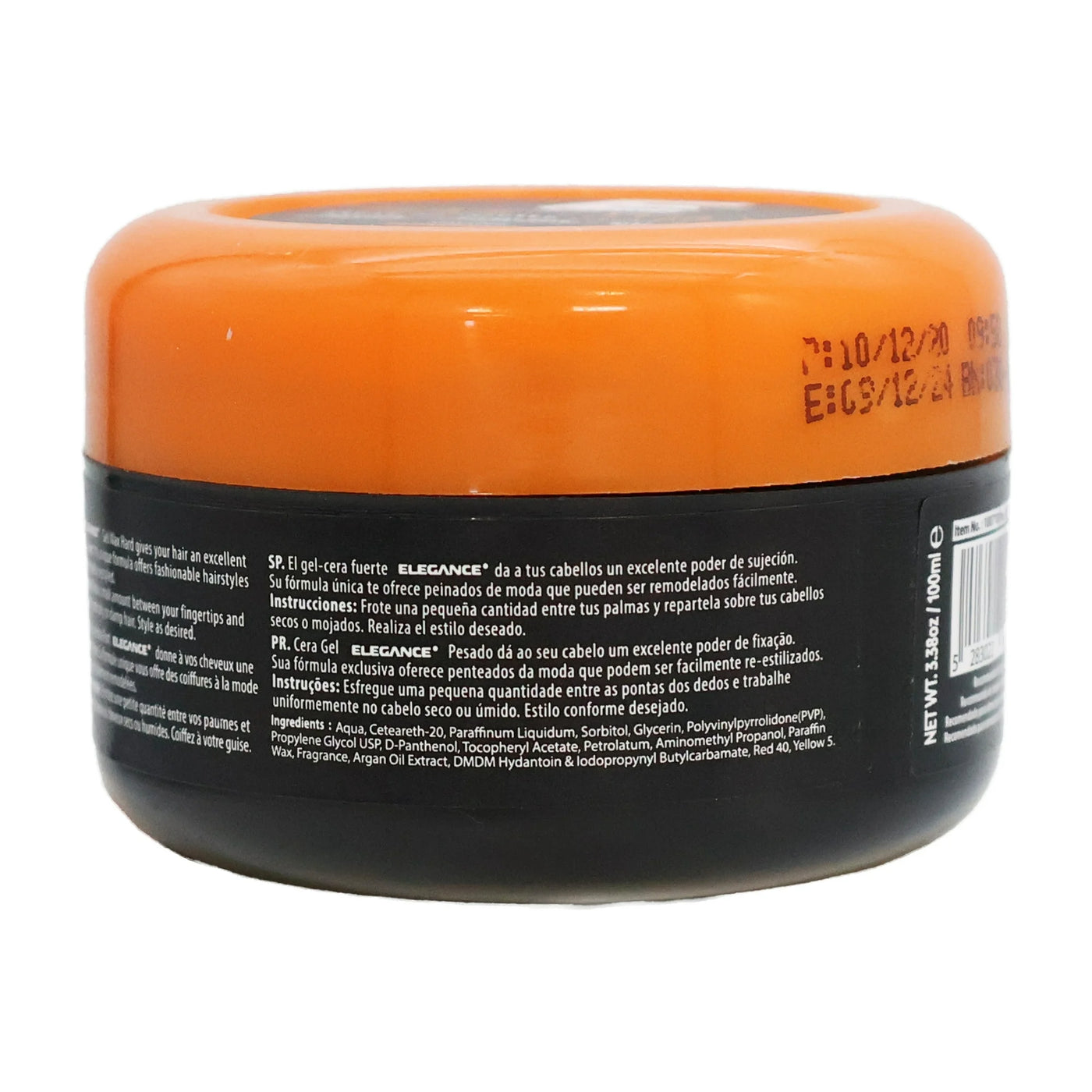 Elegance Hair Styling Gel Wax Hard With Argan Oil, 3.38 Oz.