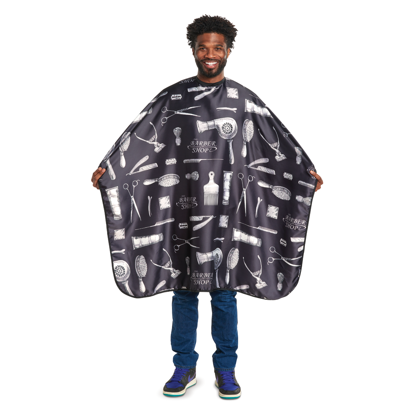 Scalpmaster Barber Barber Print Styling Cape - Black #4141