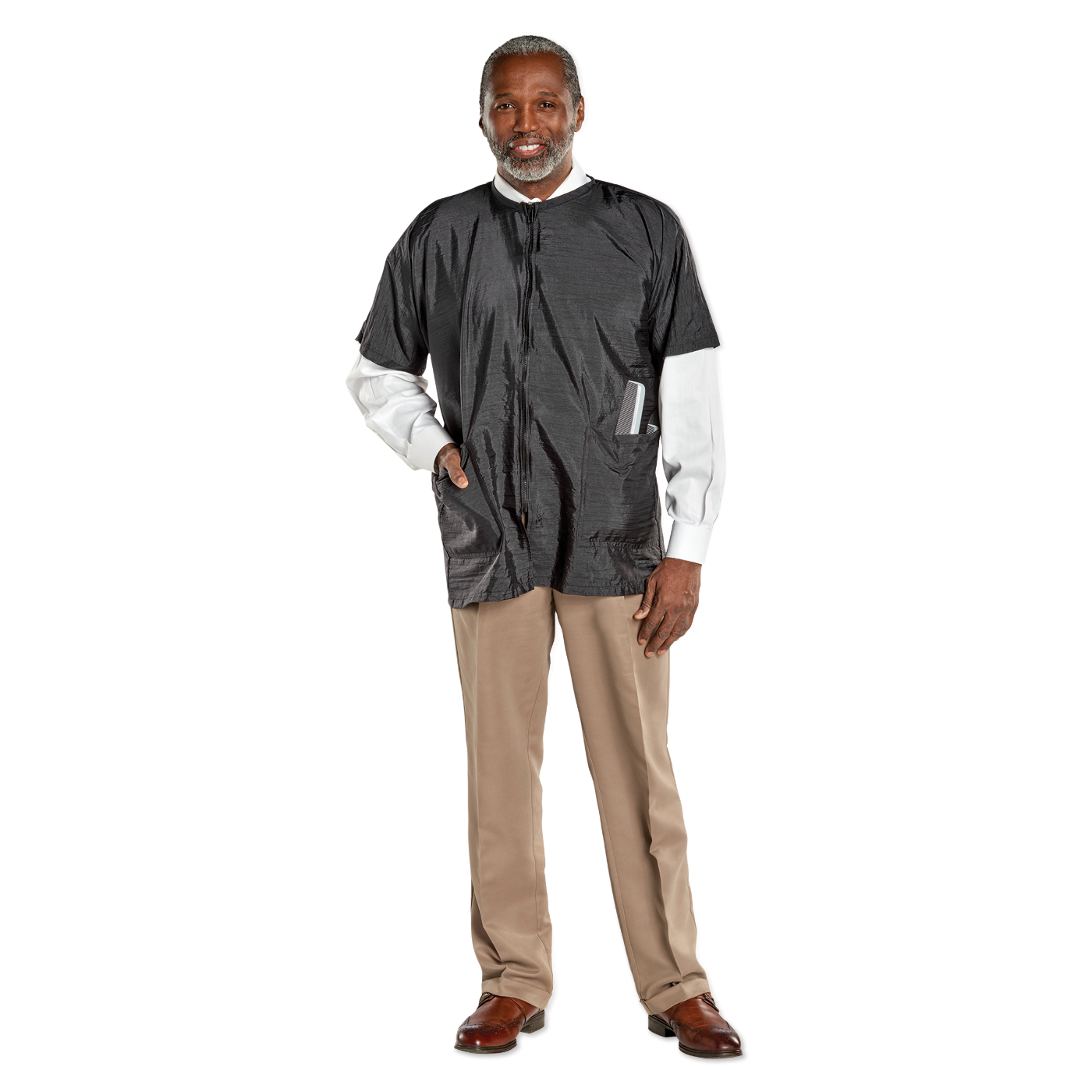 Scalpmaster Barber Crinkle Nylon Barber Jacket with 2 Pockets - 2XL #4106