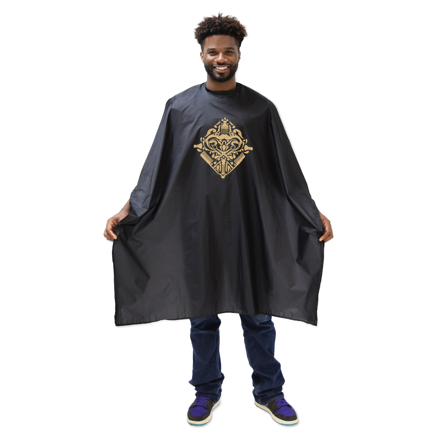 Scalpmaster Barber Barber Cape with Metallic Gold Design #4137