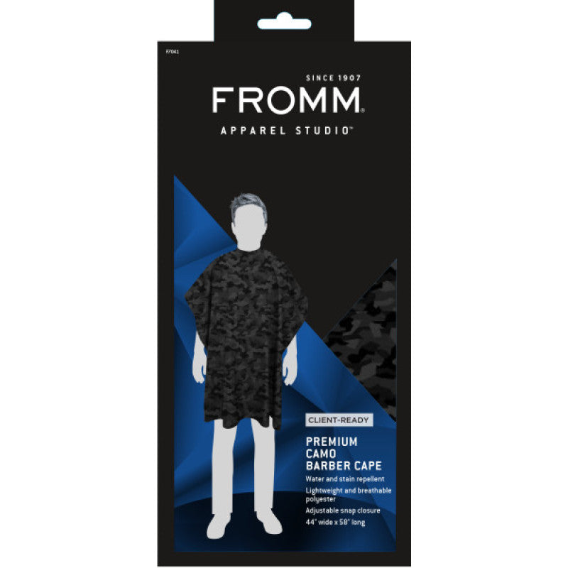 f7041 Fromm Camo Barber Cape - Black