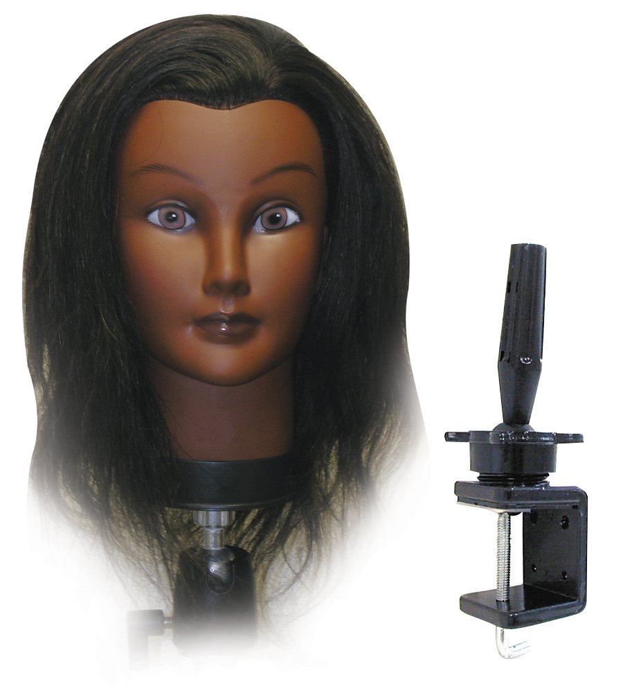 Celebrity Whitney Cosmetology Ethnic Human Hair Manikin with Holder H-88