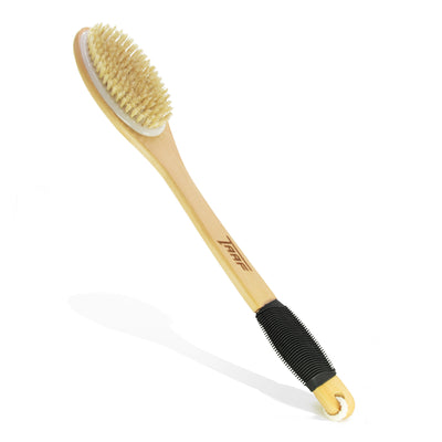 TAAF Bath Brush Wooden Curved Long Handle Antiskid Shower Brush