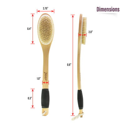 TAAF Bath Brush Wooden Curved Long Handle Antiskid Shower Brush