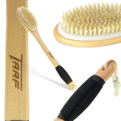 TAAF Bath Brush Wooden Curved Long Handle Antiskid Shower Brush