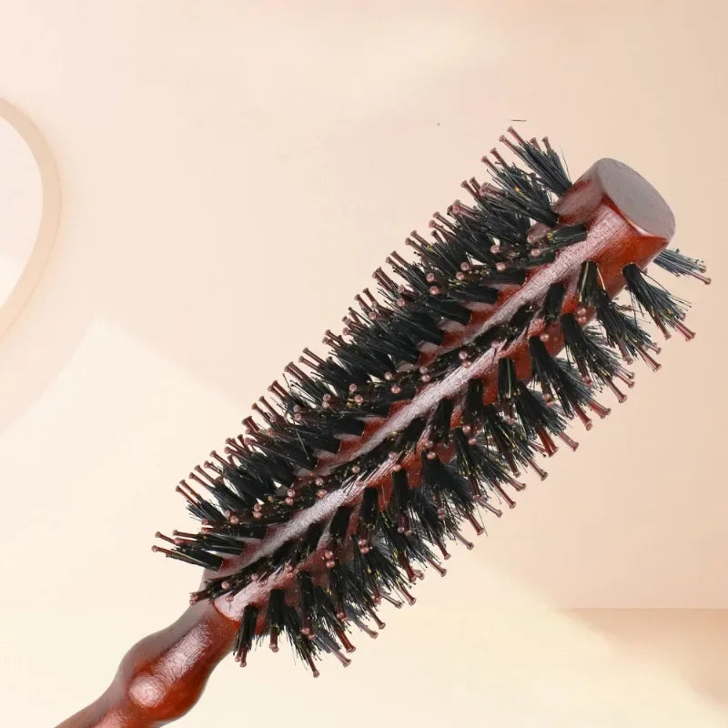 6 Sizes Wood Handle Boar Bristles Round Brush Removable Tail Professional Barber Salon Hairdressing Hair Brush Hair Round Comb