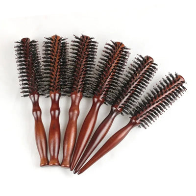 6 Sizes Wood Handle Boar Bristles Round Brush Removable Tail Professional Barber Salon Hairdressing Hair Brush Hair Round Comb